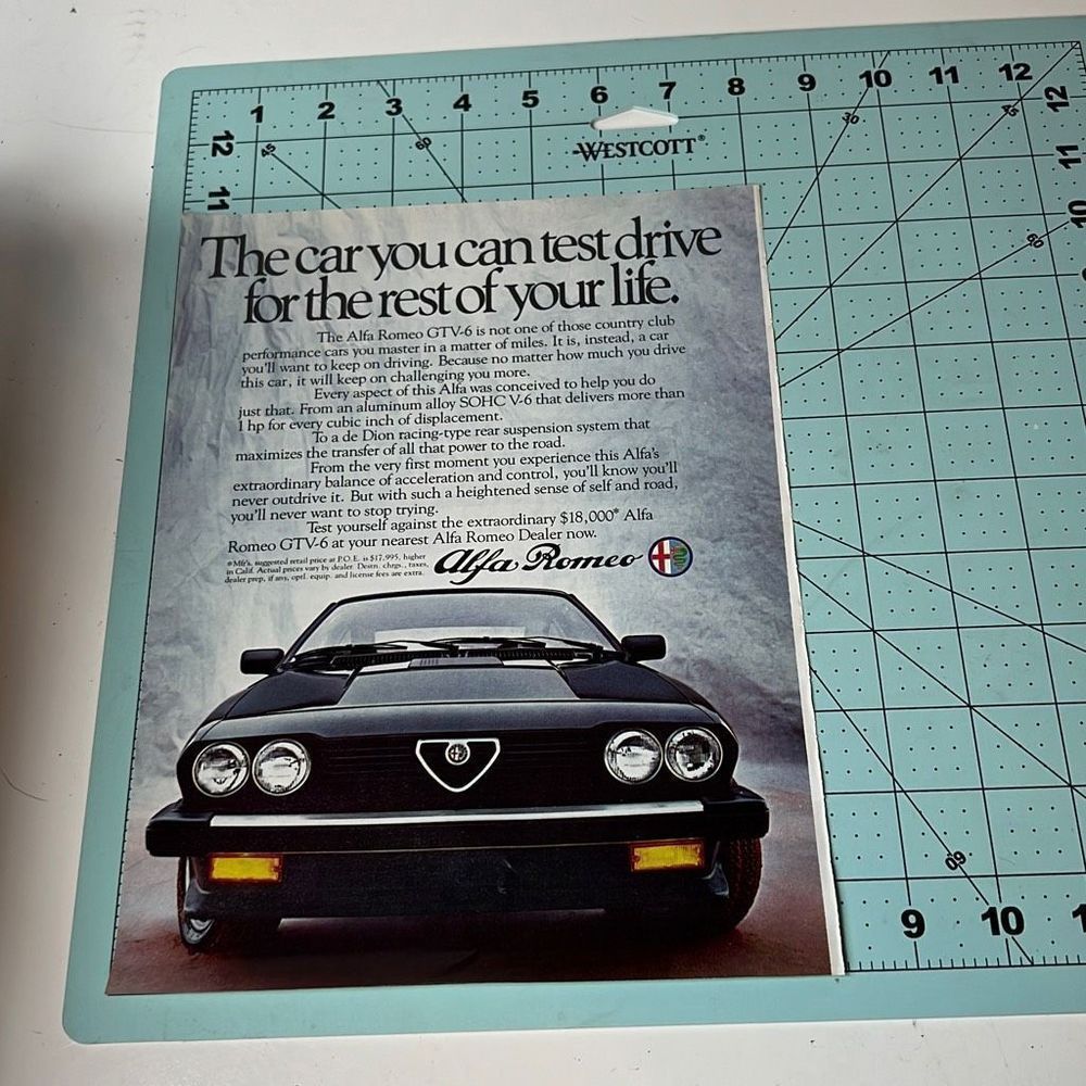 1982 Alfa Romeo GTV-6 Original Print Ad Advertisement Wall Art Decor